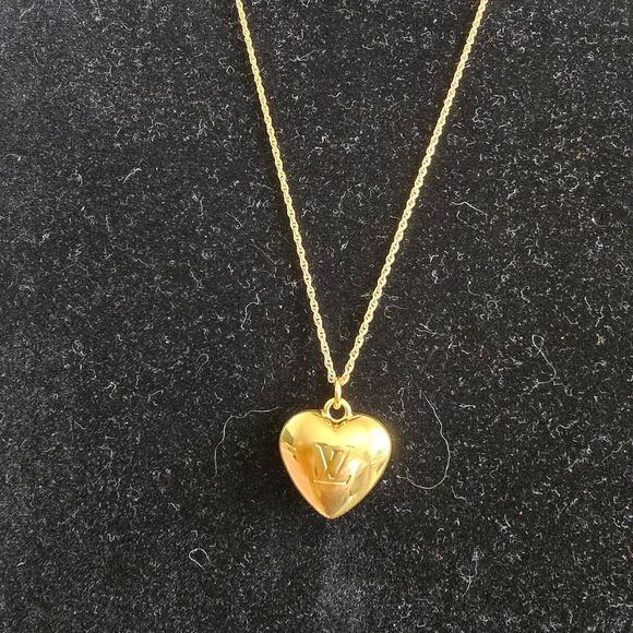 Authentic Louis Vuitton LV Heart Charm on a Gold Chain - Picture 1 of 4